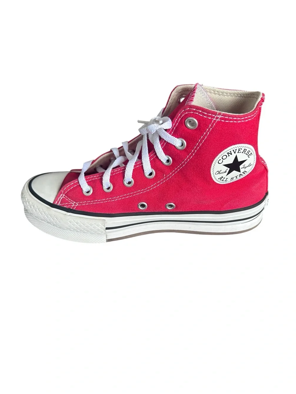 Converse Red High Top Canvas Sneaker Size Youth 3 / 21.5 CM